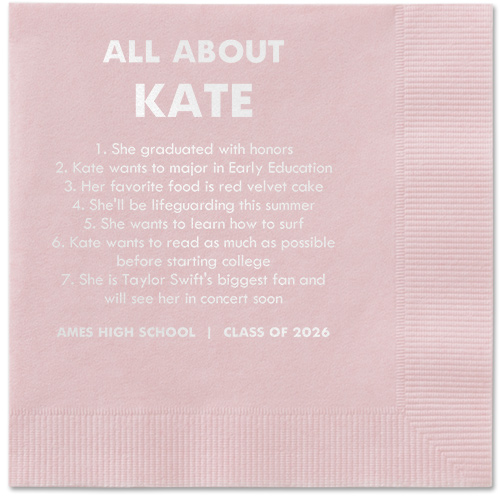 All About Napkin, White, Blush, white