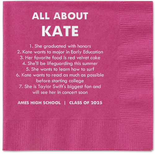 All About Napkin, White, Magenta