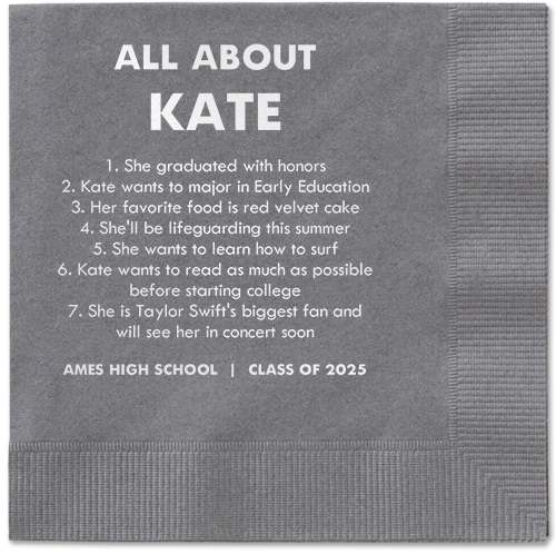 All About Napkin, White, Pewter
