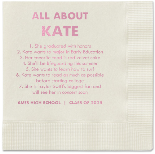 All About Napkin, Pink, Ecru