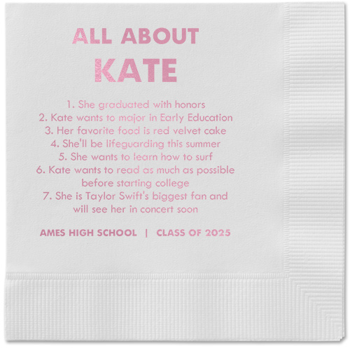 All About Napkin, Pink, White