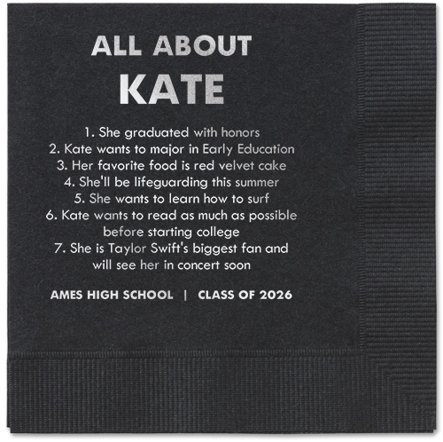 All About Napkin, Grey, Black, silver