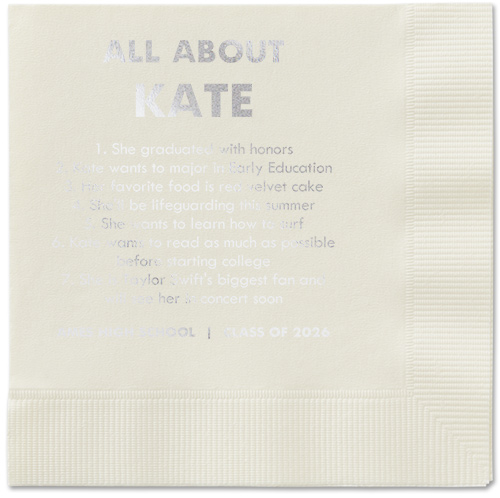 All About Napkin, Grey, Ecru, silver