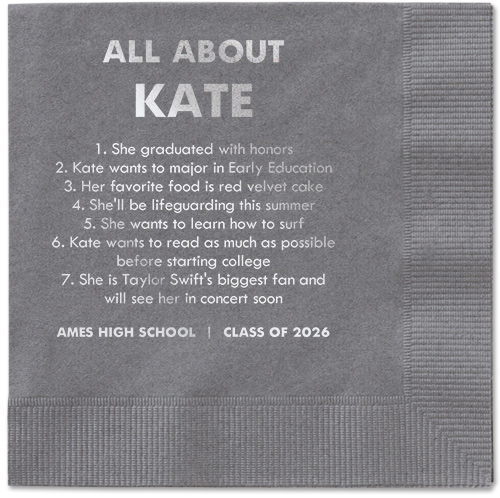 All About Napkin, Grey, Pewter, silver