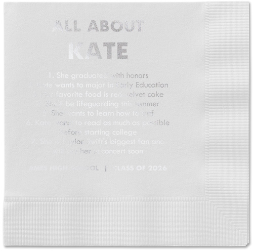 All About Napkin, Grey, White, silver