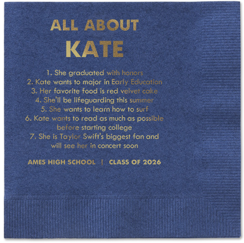 All About Napkin, Yellow, Navy, gold