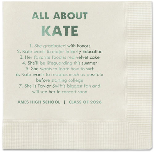 All About Napkin, Green, Ecru, sage