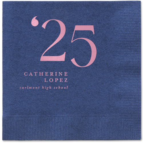 Slanted Style Napkin, Pink, Navy