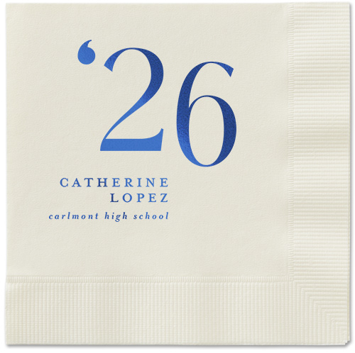 Slanted Style Napkin, Blue, Ecru, royal