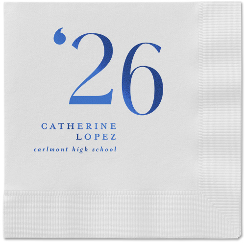 Slanted Style Napkin, Blue, White, royal