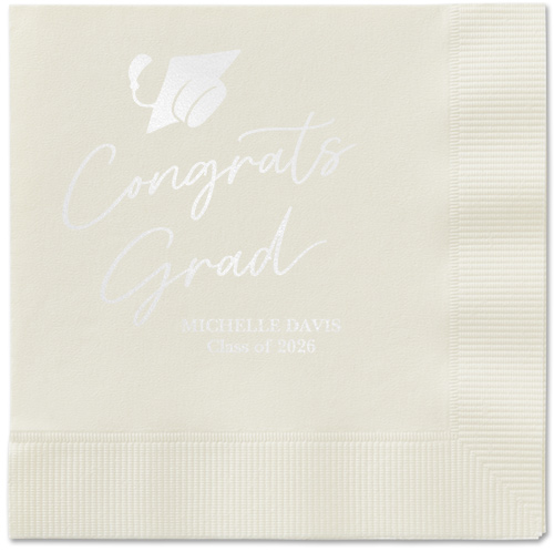 Party Cap Napkin, White, Ecru, white