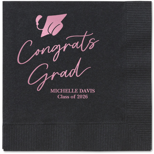 Party Cap Napkin, Pink, Black, blush