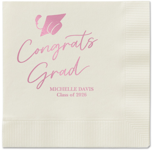 Party Cap Napkin, Pink, Ecru, blush