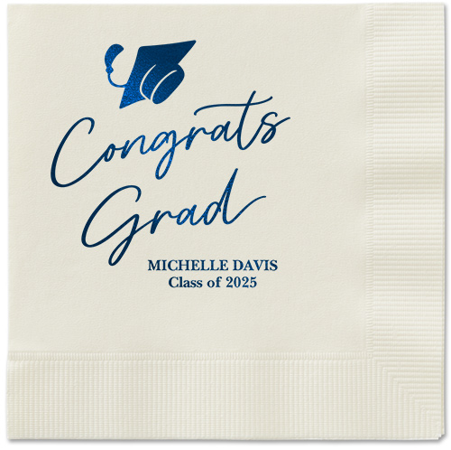 Party Cap Napkin, Blue, Ecru