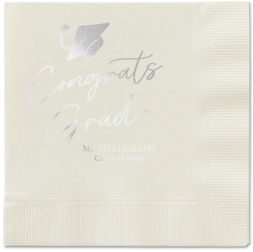 Party Cap Napkin, Grey, Ecru, silver