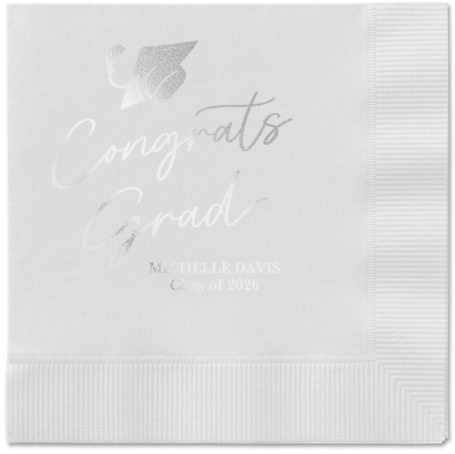 Party Cap Napkin, Grey, White, silver