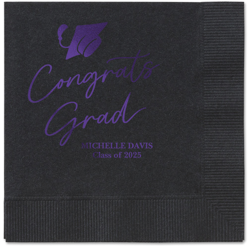 Party Cap Napkin, Purple, Black