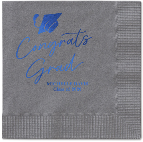 Party Cap Napkin, Blue, Pewter, royal