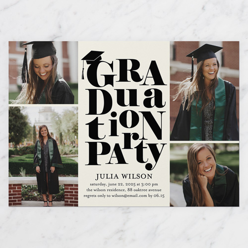 Fantastic Type Graduation Invitation, White, 5x7 Flat, Luxe Double-Thick Cardstock, Square