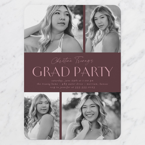 Graduate Gallery Graduation Invitation, Purple, 5x7 Flat, Write Your Own, Standard Smooth Cardstock, Rounded