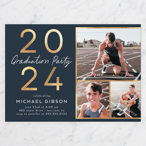 Big Era Graduation Invitation, Square Corners, -Blue-5x7 Flat Card-2024