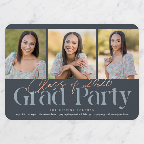 Top Class Graduation Invitation, Gray, 5x7 Flat, Matte, Signature Smooth Cardstock, Rounded, Gray