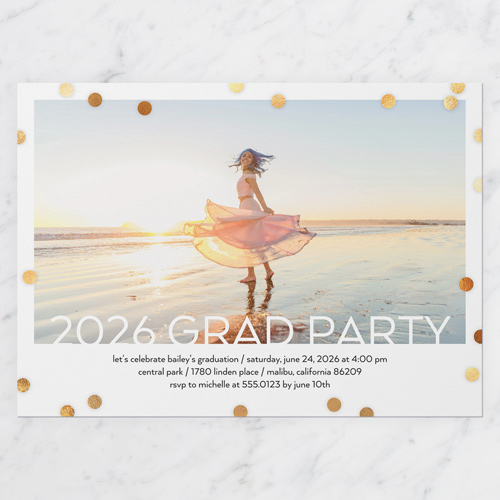Bokeh Rain Graduation Invitation, White, 5x7 Flat, Write Your Own, Standard Smooth Cardstock, Square, White