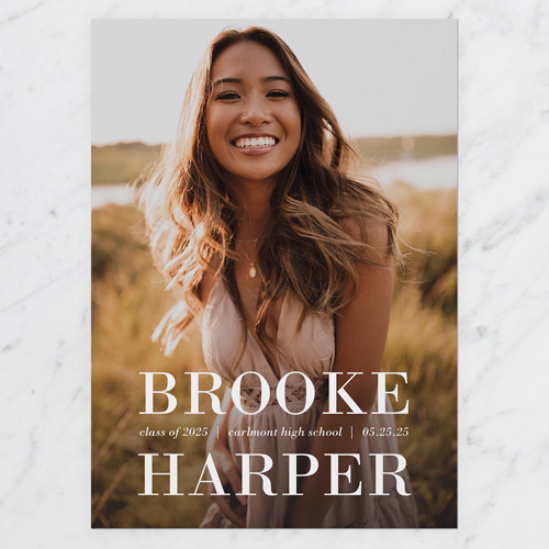 Basic Namesake Graduation Announcement, White, none, 5x7 Flat, Write Your Own, Luxe Double-Thick Cardstock, Square