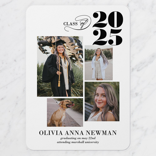 Graceful Class Graduation Announcement, none, White, 5x7 Flat, Matte, Signature Smooth Cardstock, Rounded