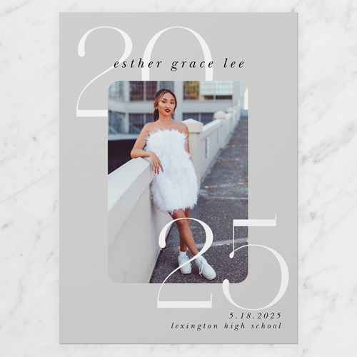 Novel Year Graduation Announcement, Grey, 5x7 Flat, 100% Recycled Cardstock , Square