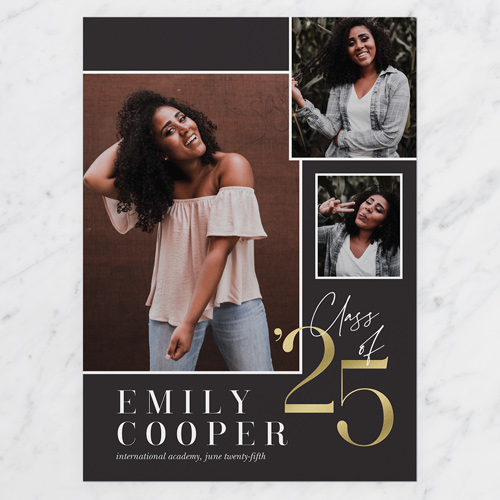 Grand Generation Graduation Announcement, Black, 5x7 Flat, Luxe Double-Thick Cardstock, Square