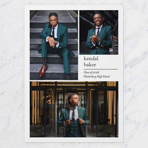 Clean And Simple Graduation Announcement, White, 5x7 Flat, Write Your Own, Standard Smooth Cardstock, Square, White