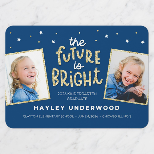 Brilliant Future Graduation Announcement, Blue, 5x7 Flat, Standard Smooth Cardstock, Rounded, Blueberry