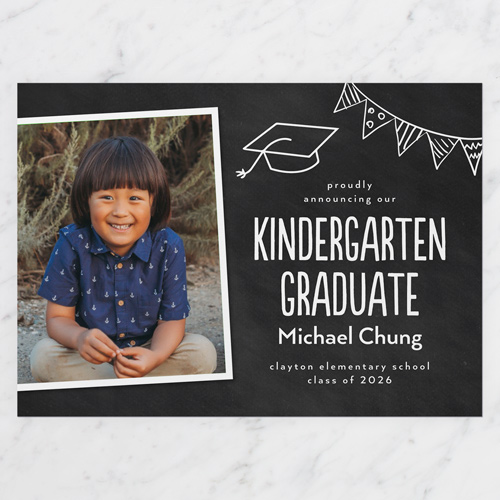 Chalk Banner Graduation Announcement, Black, 5x7 Flat, Write Your Own, Matte, Signature Smooth Cardstock, Square, Black