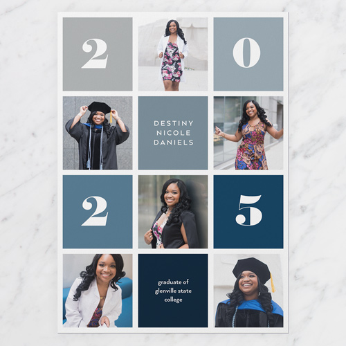 Grad Lattice Graduation Announcement, Blue, 5x7 Flat, Write Your Own, Pearl Shimmer Cardstock, Square