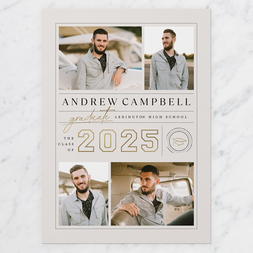 Styled Framework Graduation Announcement, Square Corners, -Grey-5x7 Flat Card-2025