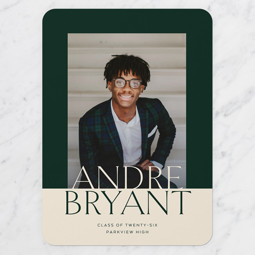 Bold Horizon Graduation Announcement, Green, 5x7 Flat, Write Your Own, Matte, Signature Smooth Cardstock, Rounded, Hunter