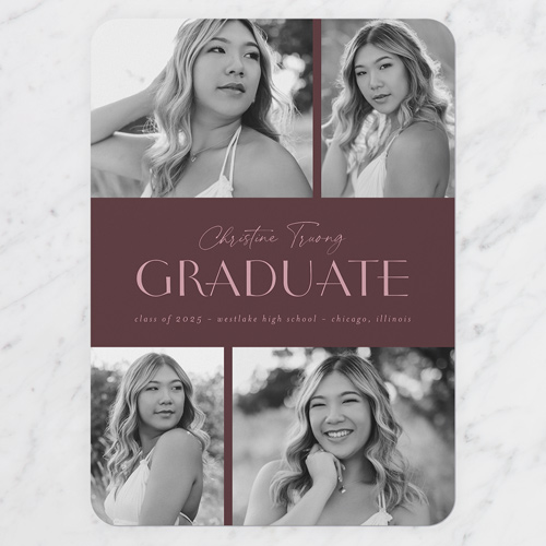 Graduate Gallery Graduation Announcement, Purple, 5x7 Flat, Write Your Own, 100% Recycled Cardstock , Rounded