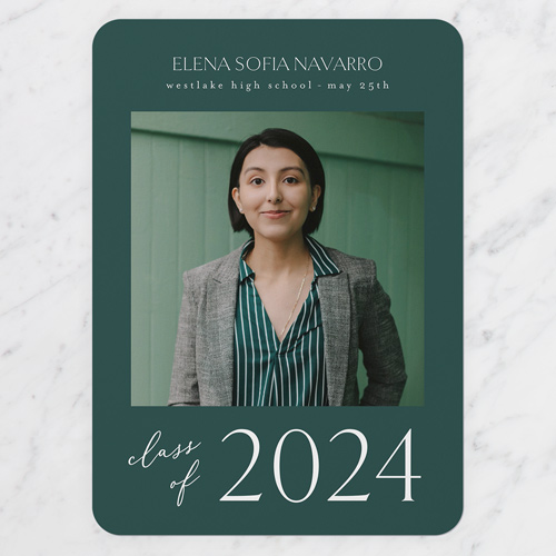 Comprehensive Year Graduation Announcement, Rounded Corners, -Green-5x7 Flat Card-2024
