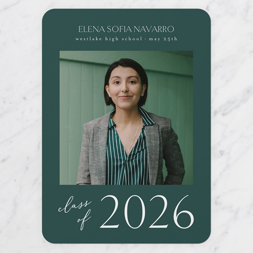 Comprehensive Year Graduation Announcement, Green, 5x7 Flat, Standard Smooth Cardstock, Rounded, Seaweed