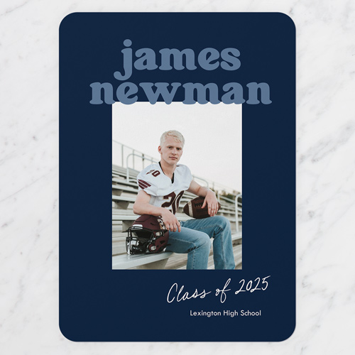 Solid Tint Graduation Announcement, Rounded Corners, -Blue-5x7 Flat Card-2025