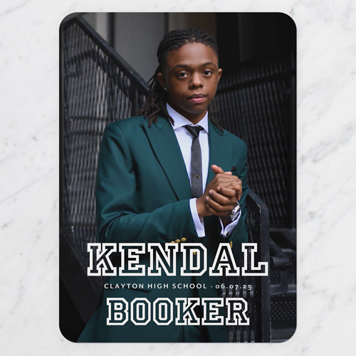 Collegiate Name Graduation Announcement, White, 5x7 Flat, Write Your Own, Matte, Signature Smooth Cardstock, Rounded