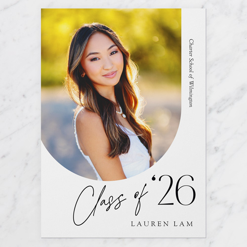 Up Side Graduation Announcement, White, 5x7 Flat, 100% Recycled Cardstock , Square, White