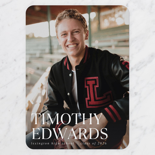 Clean Name Graduation Announcement, White, none, 5x7 Flat, Standard Smooth Cardstock, Rounded, White