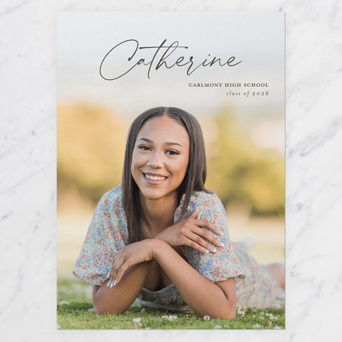 Signature Name Graduation Announcement, Grey, none, 5x7 Flat, Pearl Shimmer Cardstock, Square, Dark Ash