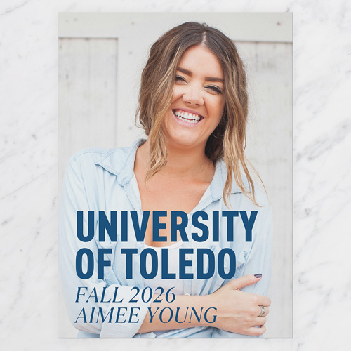 Editable Accomplishment Graduation Announcement, White, 5x7 Flat, Write Your Own, 100% Recycled Cardstock , Square, White