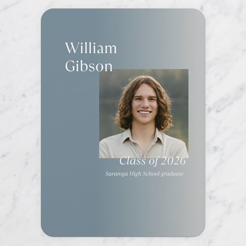 Elegant Gradient Graduation Announcement, Blue, 5x7 Flat, Write Your Own, Matte, Signature Smooth Cardstock, Rounded, Blue