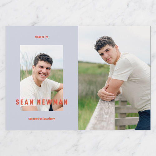 Editable Half Graduation Announcement, Grey, 5x7 Flat, Write Your Own, Matte, Signature Smooth Cardstock, Square, Dove Gray