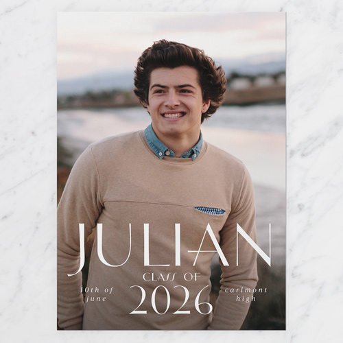 Modern Signature Graduation Announcement, White, 5x7 Flat, Write Your Own, 100% Recycled Cardstock , Square, White