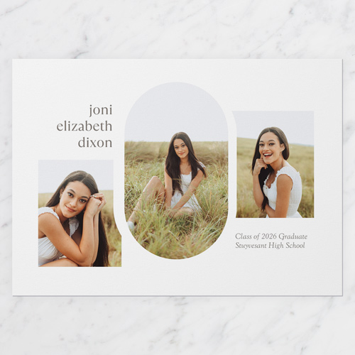 Uniquely Yours Graduation Announcement, White, 5x7 Flat, Write Your Own, 100% Recycled Cardstock , Square, White